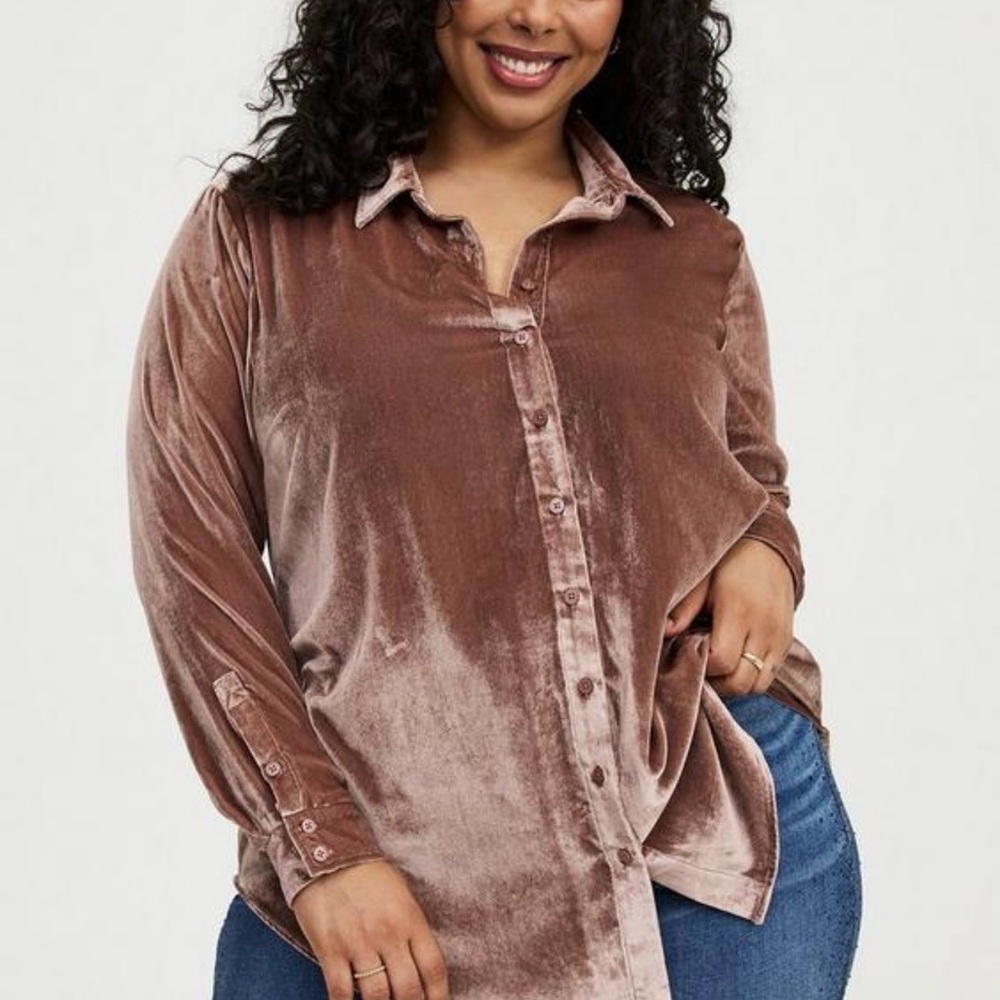 Torrid Velvet Button-Down Shirt